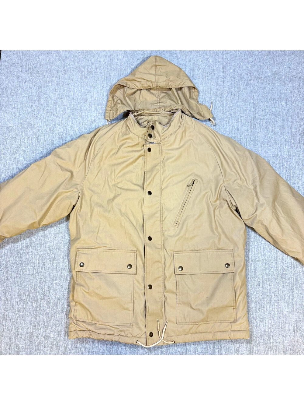 Vintage Zero King Mens XL 44L Khaki Hooded Parka Lambswool Lined Made in USA
